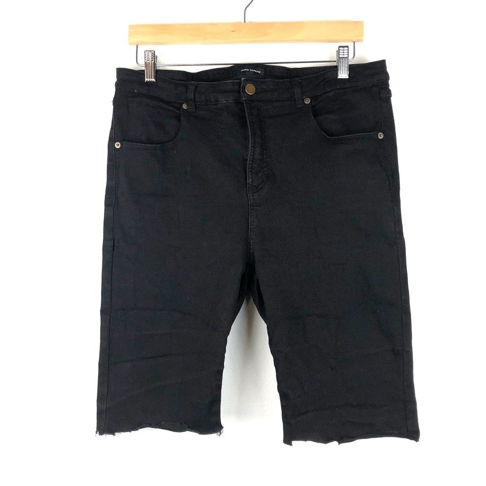 Universal Standard High-Rise Cut-Off Rolled Cuff Bermuda Shorts Black 18